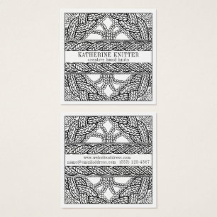 WHITE CABLE KNIT Square Business Card II