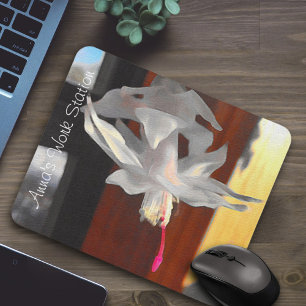 White Cactus Flower Photo Custom Mouse Mat
