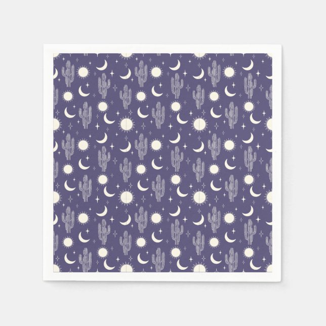 White Cactus Pattern Napkin (Front)