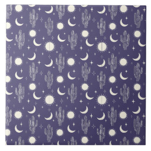 White Cactus Pattern Tile