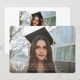 White Caduceus MD Doctor of Medicine Graduation Announcement