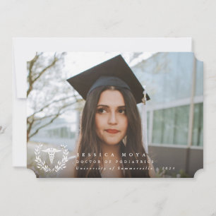 White Caduceus Medical School 2 Photo Graduation Announcement