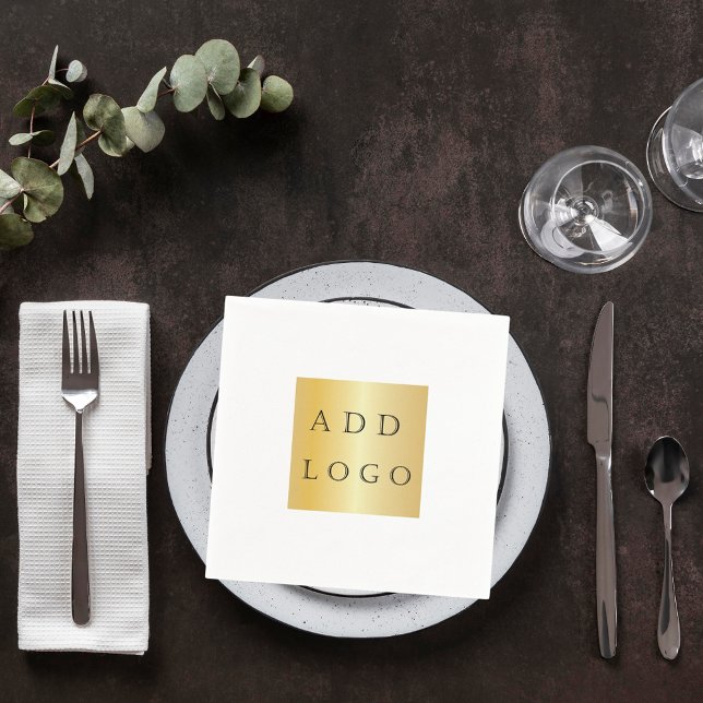 White cafe bar business logo napkin (Creator Uploaded)