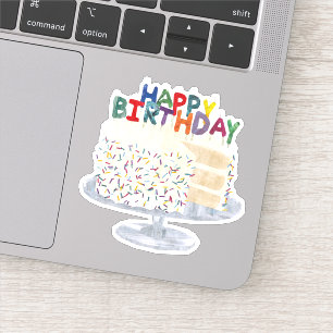 White Cake with confetti sprinkles and candles