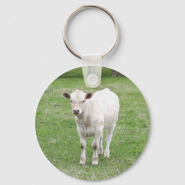 White Calf Keyring / Keychain (Front)