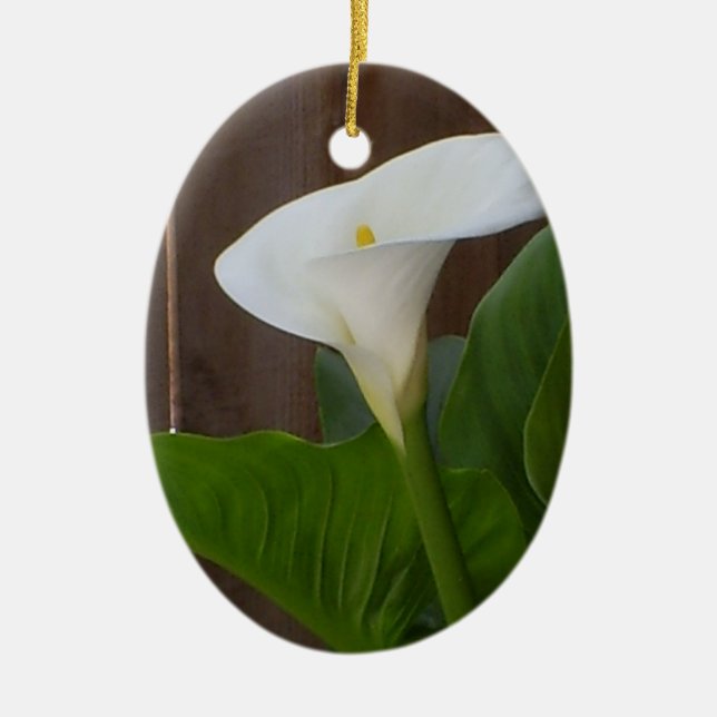 White Cali Lily Ceramic Tree Decoration (Front)