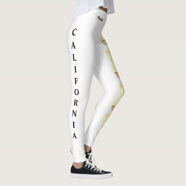 White California State Flower Poppy Leggings (Right)