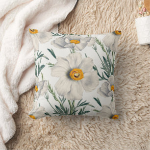 White California Tree Poppy Flowers Pattern Cushion