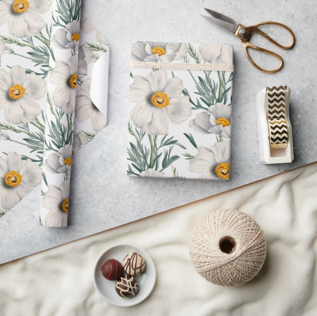 White California Tree Poppy Flowers Pattern Wrapping Paper (Crafts)