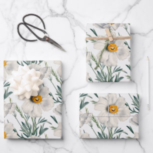 White California Tree Poppy Flowers Pattern Wrapping Paper Sheet