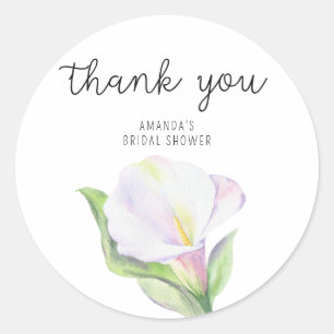 White calla - bridal shower thank you classic round sticker