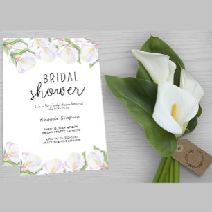 White Calla flowers Bridal Shower  Invitation
