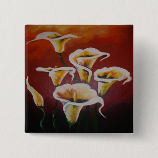 White Calla Lilies 15 Cm Square Badge