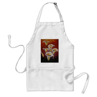 White Calla Lilies Artistic Cut Flowers On Brown Standard Apron