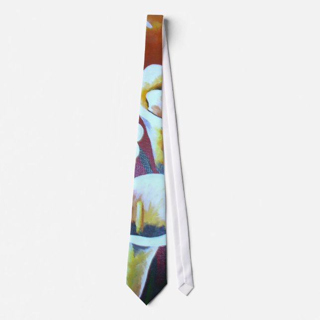 White Calla Lilies Artistic Cut Flowers On Brown Tie (Front)