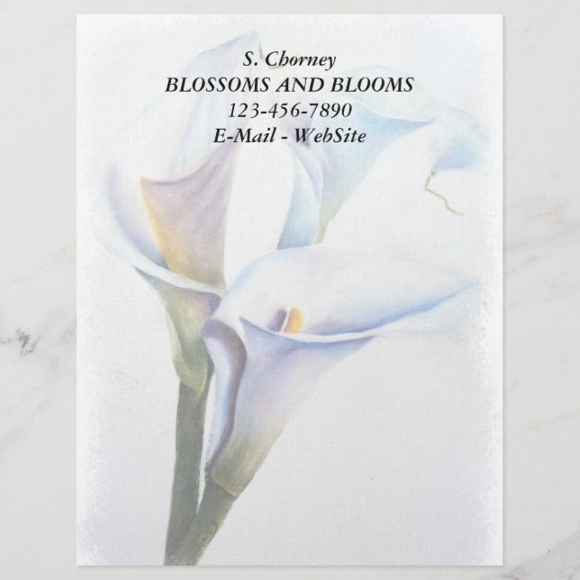 WHITE CALLA LILIES CUSTOMIZABLE LETTERHEAD (Front)
