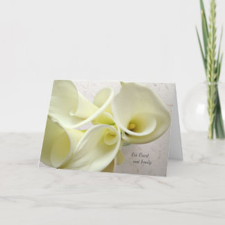 White calla lilies from above sympathy holiday card