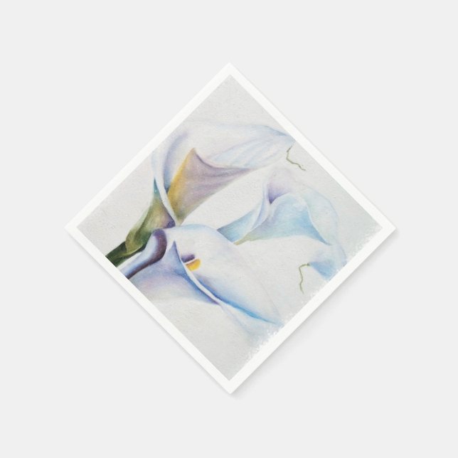 WHITE CALLA LILIES PAPER NAPKINS (Corner)