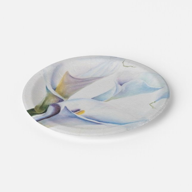WHITE CALLA LILIES PAPER PLATE (Angled)