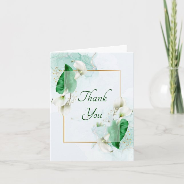 White calla lilies thank you card (Front)