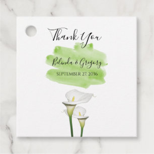 White Calla Lilies Watercolor Wedding Gift Favour Tags