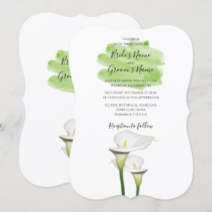 White Calla Lilies Watercolor Wedding Invitations