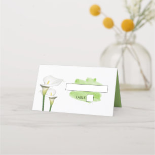 White Calla Lilies Watercolor Wedding Place Card