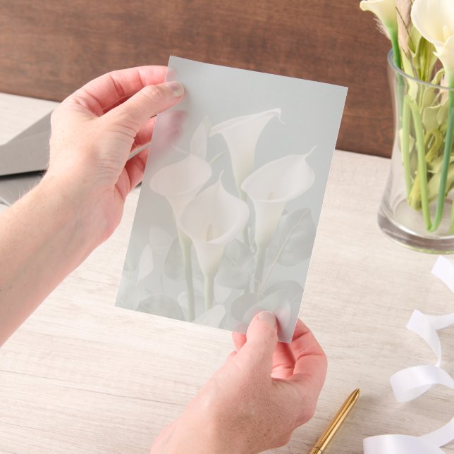 White Calla Lilies Wedding  Vellum Invitations (Handheld)