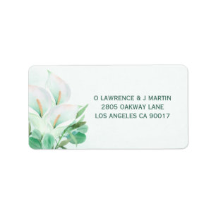 White Calla Lilly Elegant Watercolor Label