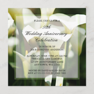 White Calla Lily 50th Wedding Anniversary Invitation