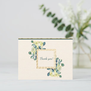 White Calla Lily and Eucalyptus Thank You Postcard