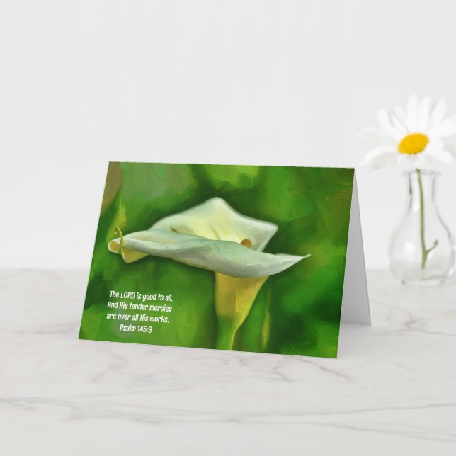 White Calla Lily Art Faith Bible Verse Thoughts  Card (Small Plant)