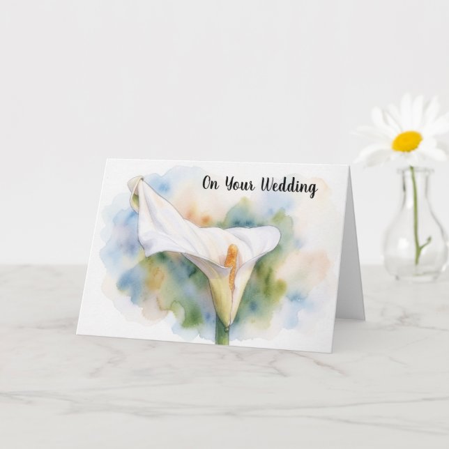 White Calla Lily Art Wedding Card (Small Plant)