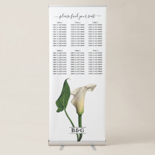White Calla Lily Botanical Wedding Seating Chart Retractable Banner