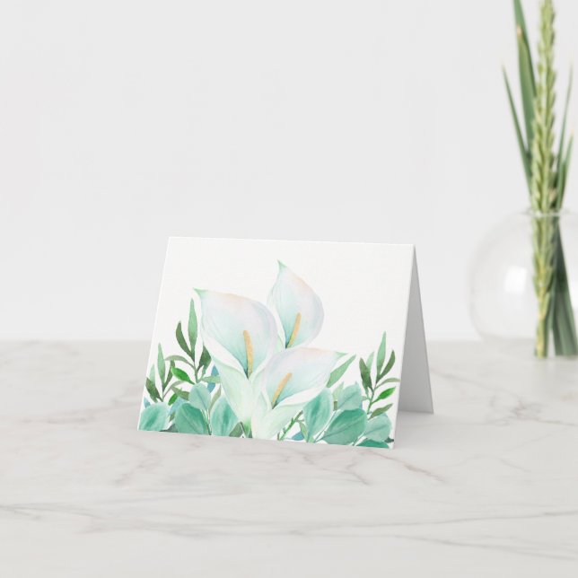 White Calla Lily Elegant Note Card (Front)