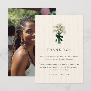 White Calla Lily Elegant Photo Bridal Shower Thank You Card