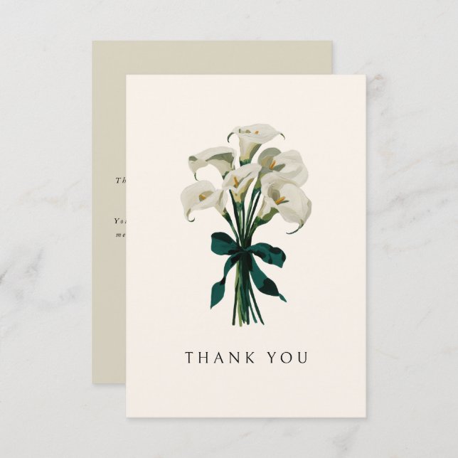 White Calla Lily Elegant Wedding Bridal Shower Thank You Card (Front/Back)