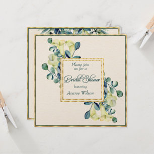White Calla Lily Eucalyptus Ivory Gold Shower Invitation