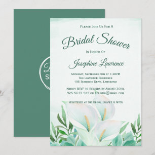 White Calla Lily Floral Bridal Shower Invitations