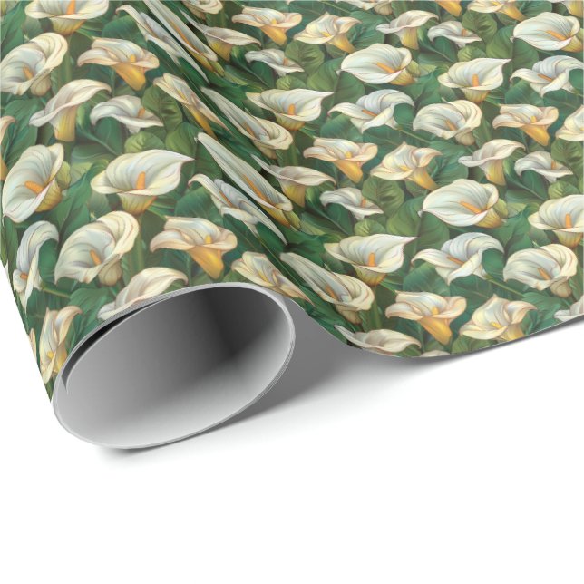 White Calla Lily Floral Gift Wrapping Wedding Wrapping Paper (Roll Corner)
