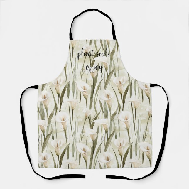 White Calla Lily Floral Joy Apron (Front)