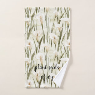 White Calla Lily Floral Joy Bath Towel Set