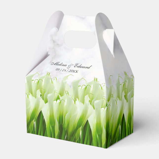 White Calla Lily Florals Wedding Favour Box (Front Side)