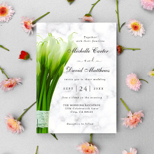 White Calla Lily Florals Wedding Invitation