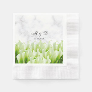 White Calla Lily Florals Wedding  Napkin