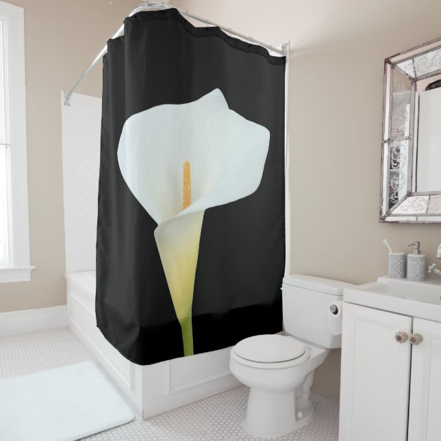 White Calla Lily Flower Backyard Garden Photo Shower Curtain (In Situ)