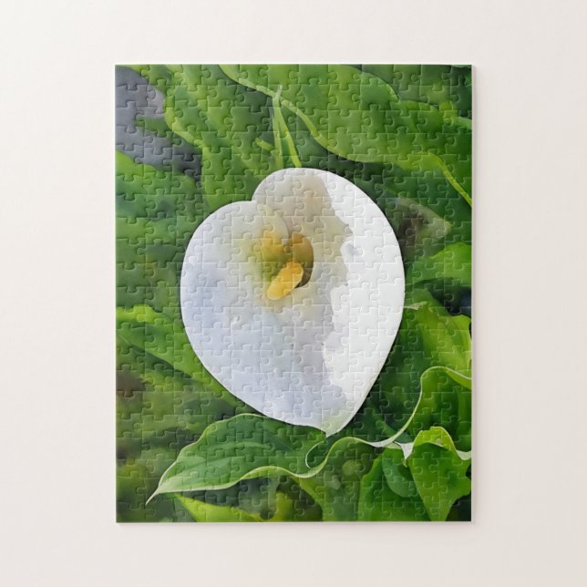 White Calla Lily Flower in Garden Art Puzzle (Vertical)