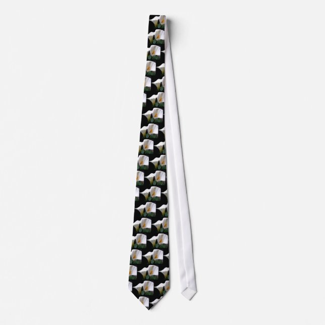 White Calla Lily Flower Men's Necktie (Front)