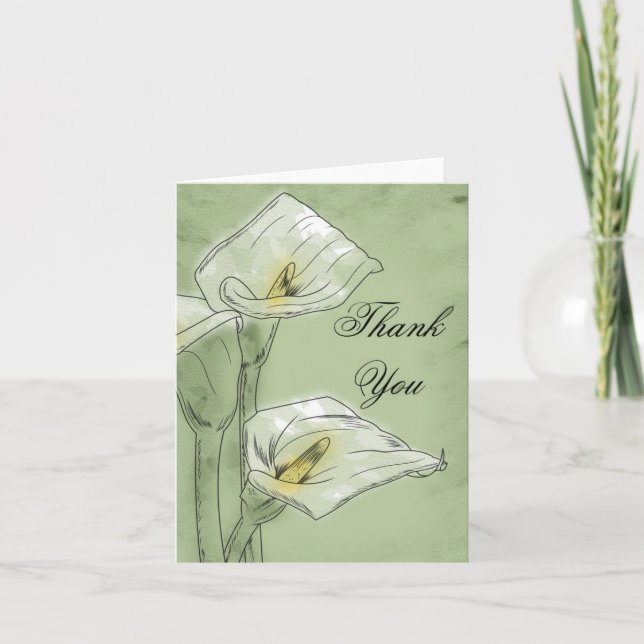 White Calla Lily Flower Thank You Card (Front)