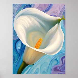 White Calla Lily in style of Georgia O'Keeffe Poster